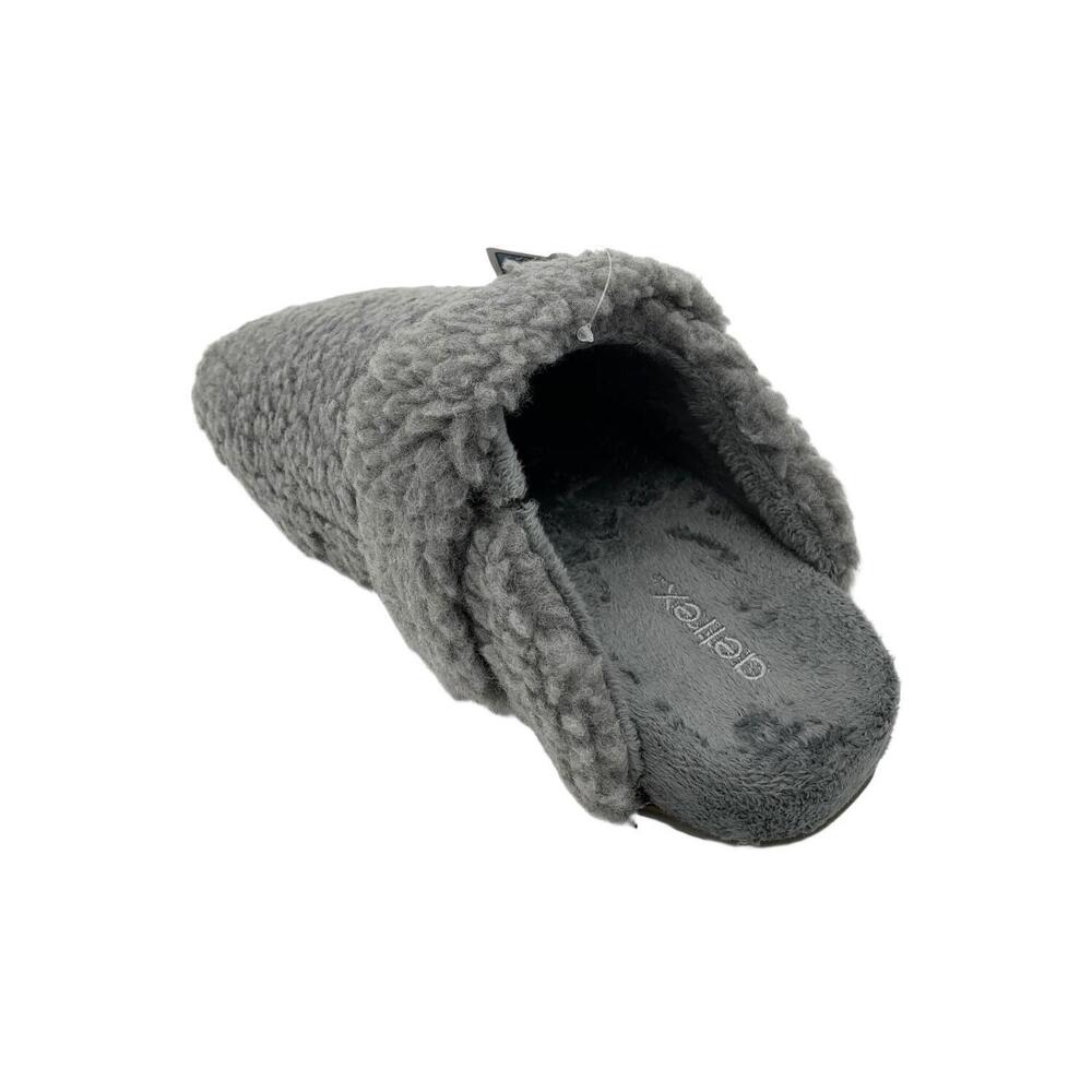 Aetrex Women's Charcoal Gray Cozy Sherpa Slip-On Slippers - Picture 9 of 11